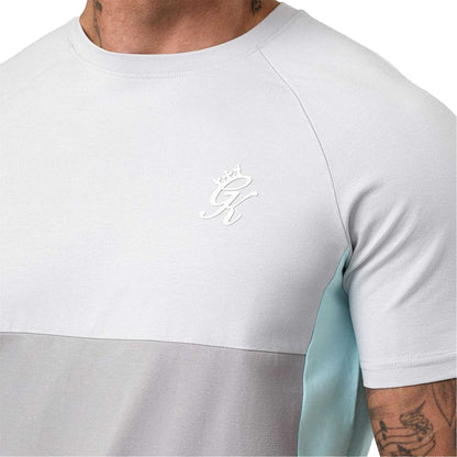 Urban Grey-Light Grey-Mint - Side - Gym King Mens Contrast Panel Regular T-Shirt