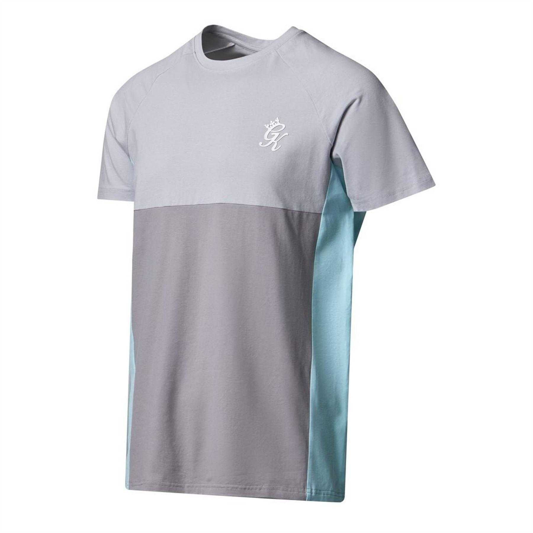 Urban Grey-Light Grey-Mint - Front - Gym King Mens Contrast Panel Regular T-Shirt