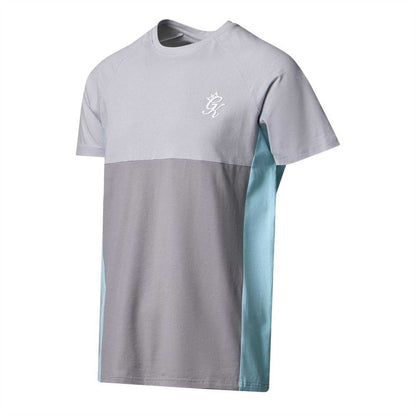Urban Grey-Light Grey-Mint - Front - Gym King Mens Contrast Panel Regular T-Shirt