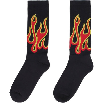Black-Red - Side - Palm Angels Mens Flames Socks