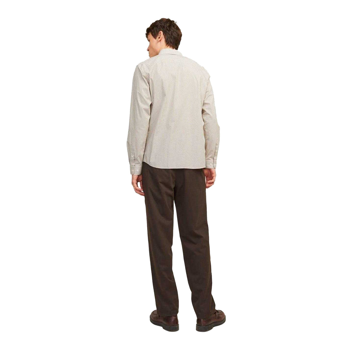 Mineral Yellow - Back - Jack And Jones Mens Printed Slim Long-Sleeved Shirt