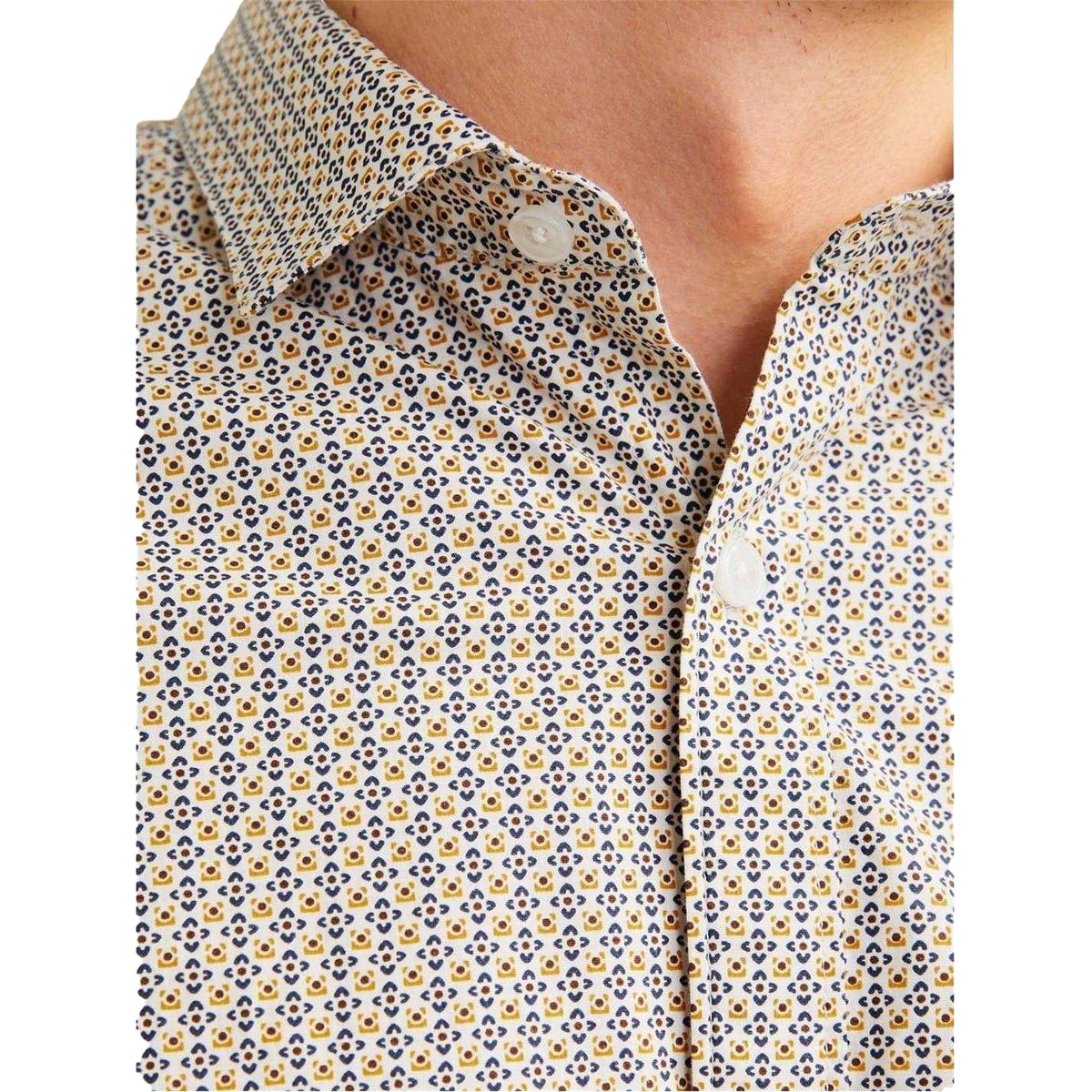 Mineral Yellow - Side - Jack And Jones Mens Printed Slim Long-Sleeved Shirt