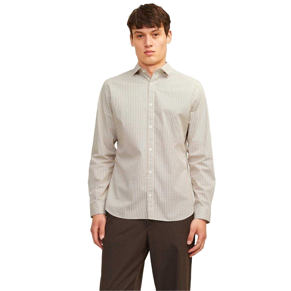 Mineral Yellow - Lifestyle - Jack And Jones Mens Printed Slim Long-Sleeved Shirt