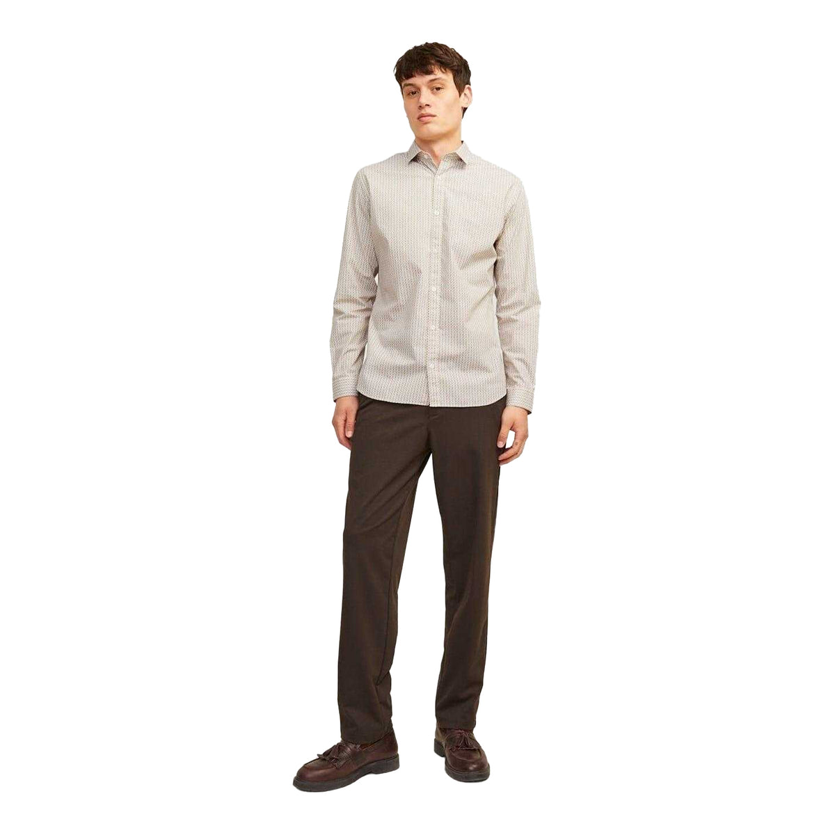 Mineral Yellow - Pack Shot - Jack And Jones Mens Printed Slim Long-Sleeved Shirt