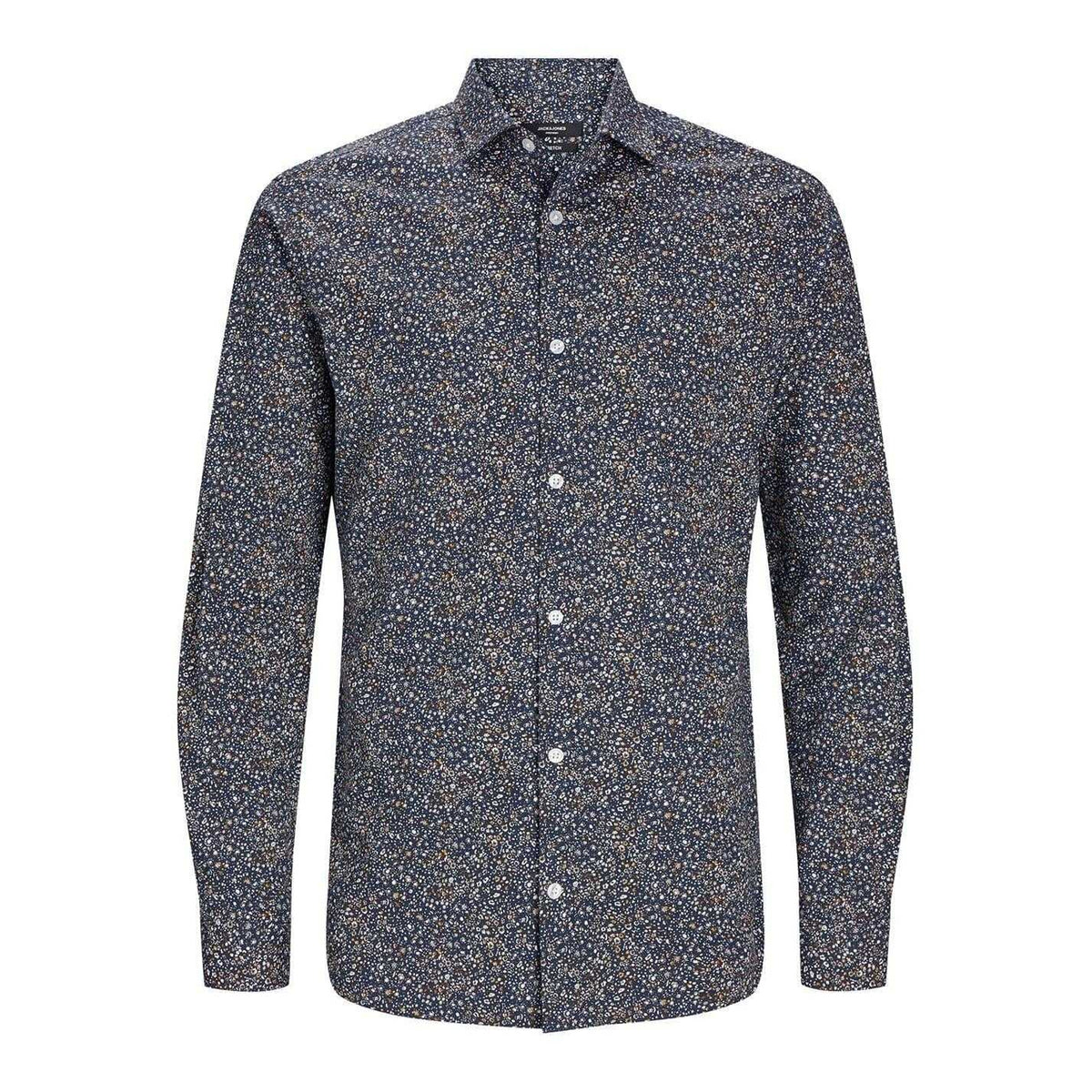 Night Sky - Front - Jack And Jones Mens Printed Slim Long-Sleeved Shirt