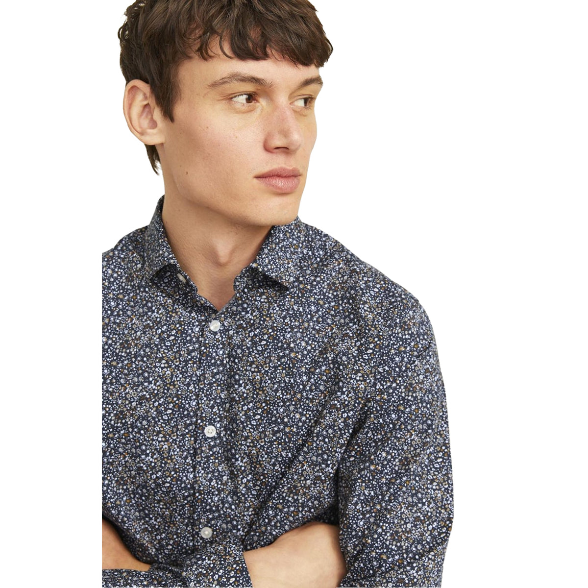 Night Sky - Side - Jack And Jones Mens Printed Slim Long-Sleeved Shirt