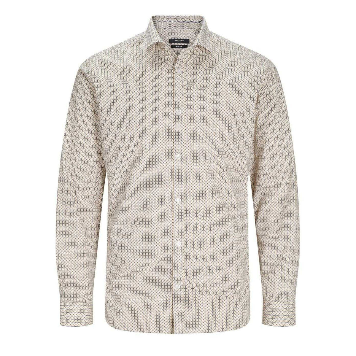 Mineral Yellow - Front - Jack And Jones Mens Printed Slim Long-Sleeved Shirt