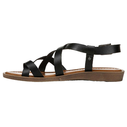 Black - Back - Blowfish Malibu Womens-Ladies Devon 3 Strappy Flat Sandals