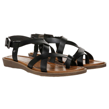Black - Pack Shot - Blowfish Malibu Womens-Ladies Devon 3 Strappy Flat Sandals