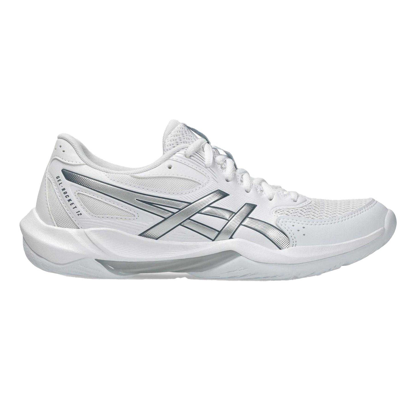 White-Silver - Side - Asics Womens-Ladies Rocket 12 Lightweight Netball Shoes