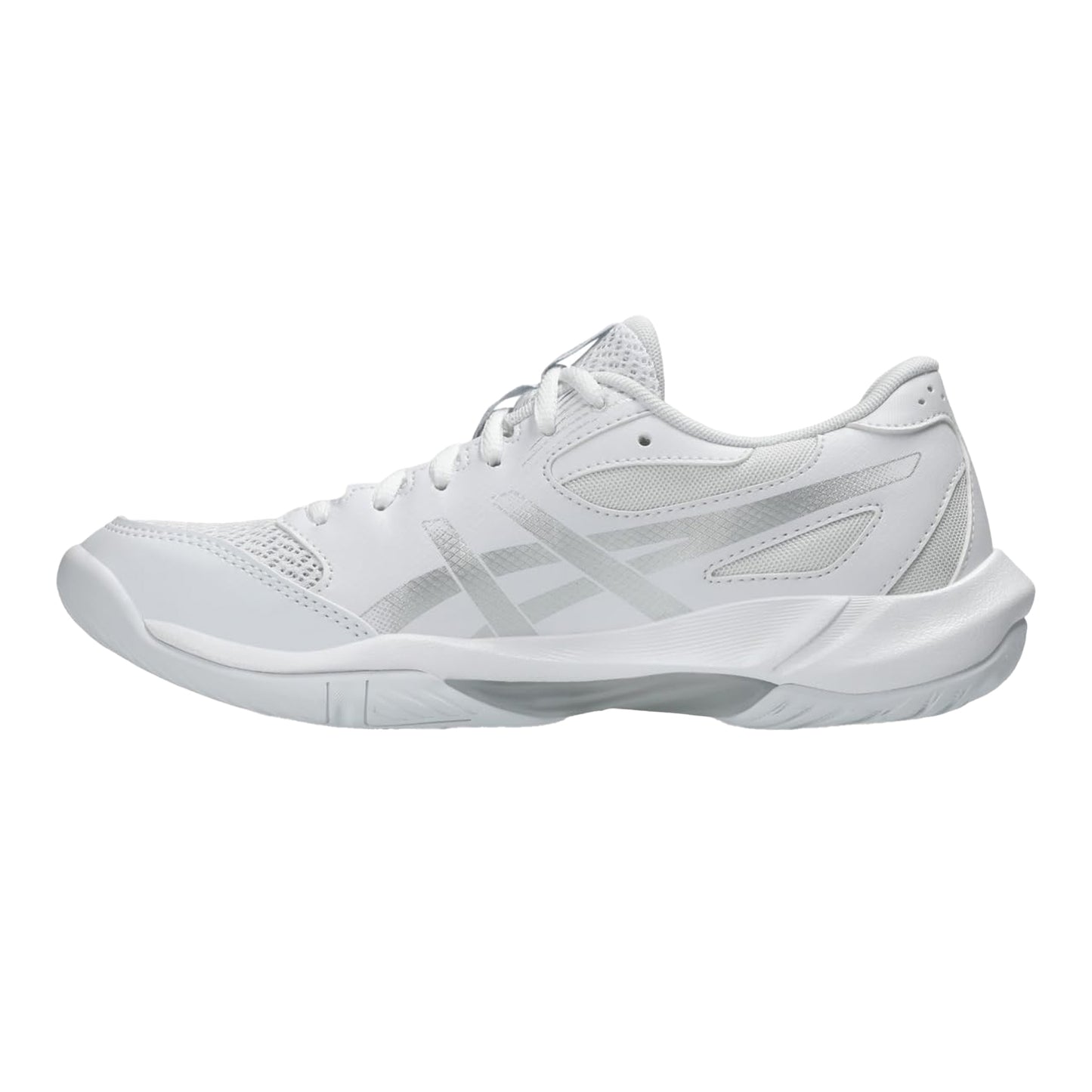 White-Silver - Pack Shot - Asics Womens-Ladies Rocket 12 Lightweight Netball Shoes