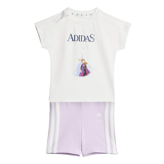 White-Dark Blue-Pink - Front - Adidas Baby Elsa & Anna Frozen Top And Trousers Set