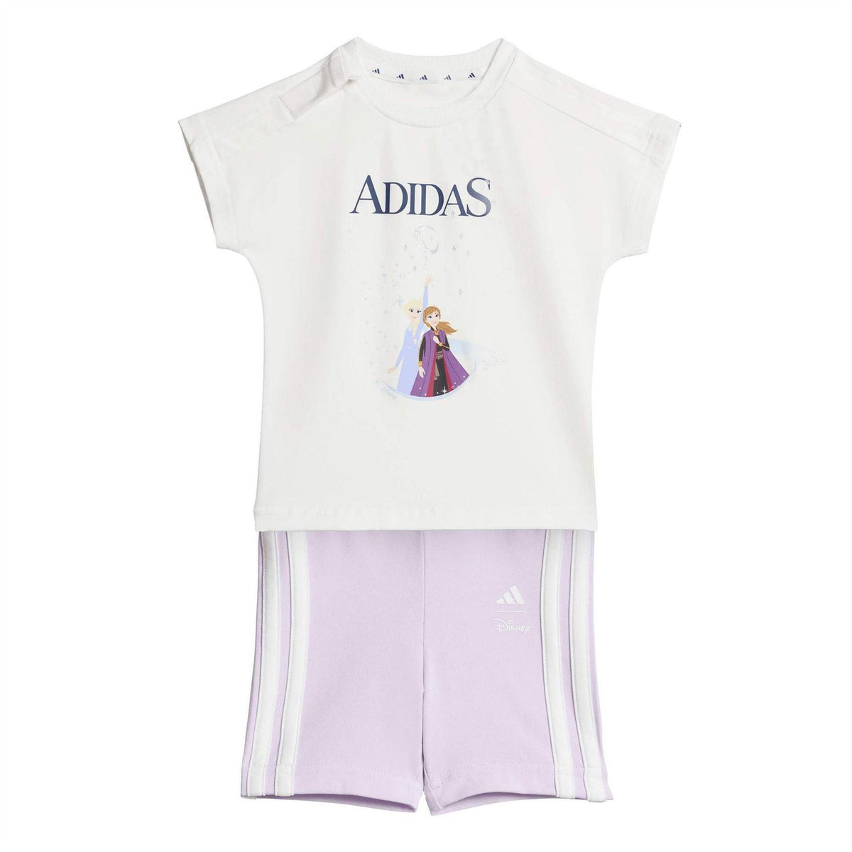 White-Dark Blue-Pink - Front - Adidas Baby Elsa & Anna Frozen Top And Trousers Set