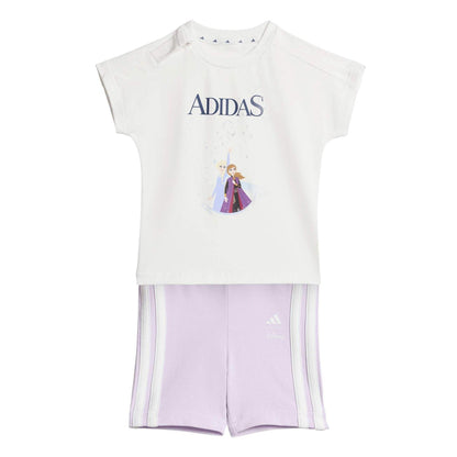 White-Dark Blue-Pink - Front - Adidas Baby Elsa & Anna Frozen Top And Trousers Set
