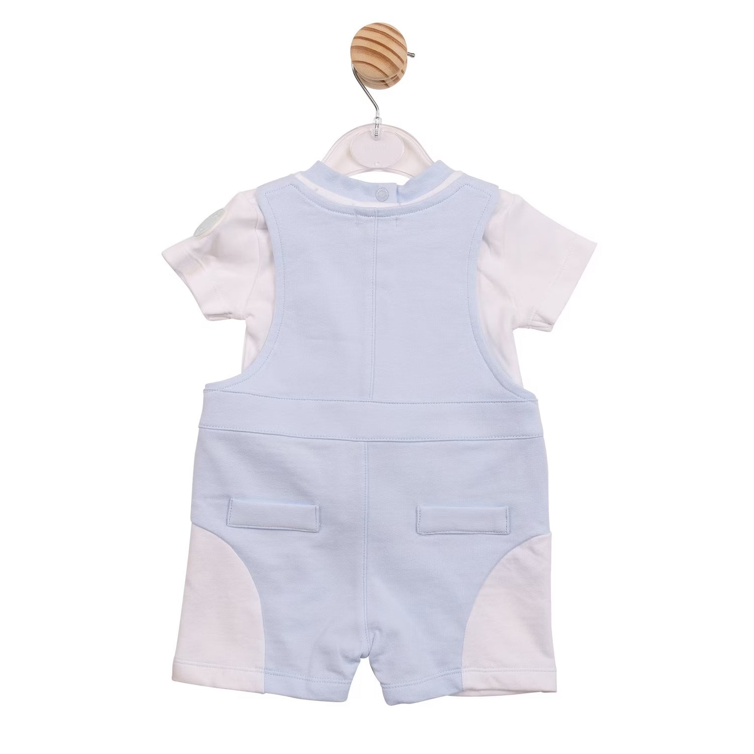 White-Blue - Back - Mintini Baby Colour Block Dungaree Dress