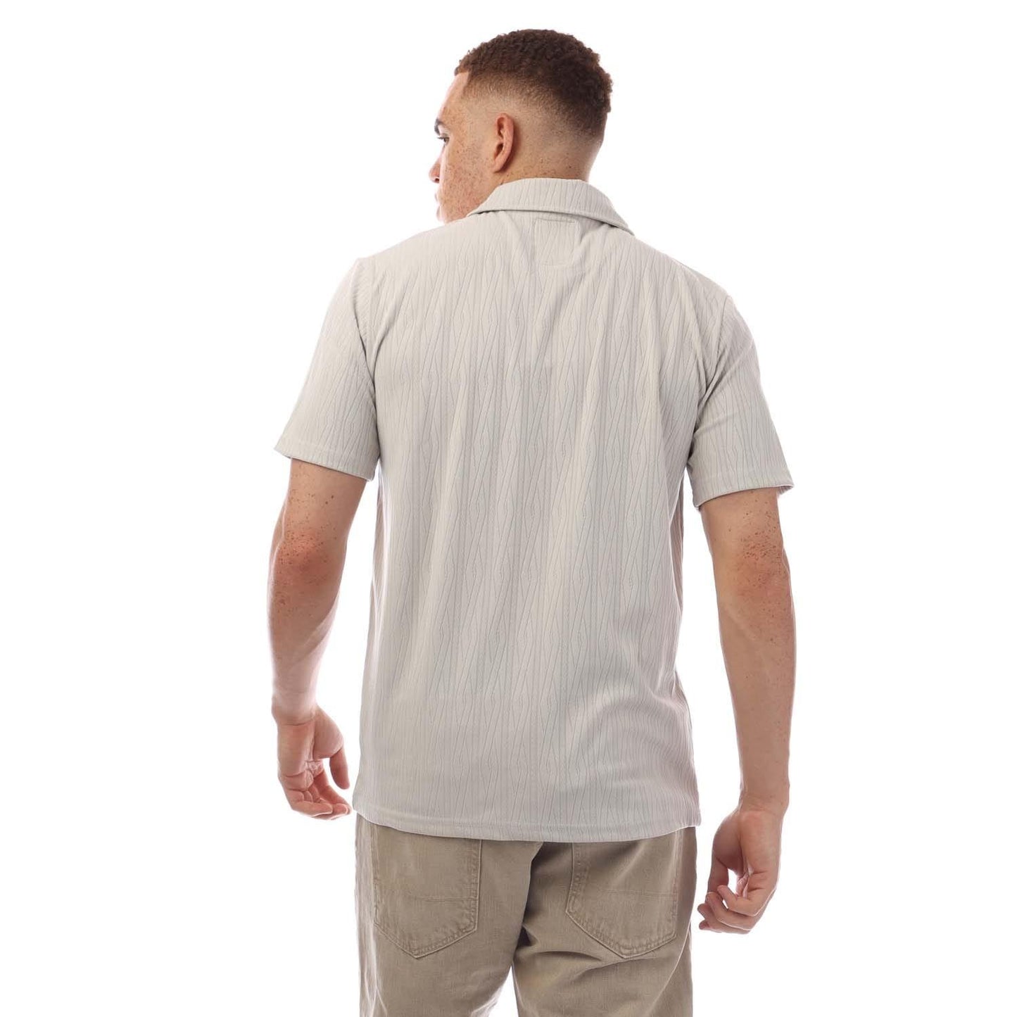 Grey - Back - Luke 1977 Mens Bluefields Knitted Polo Shirt