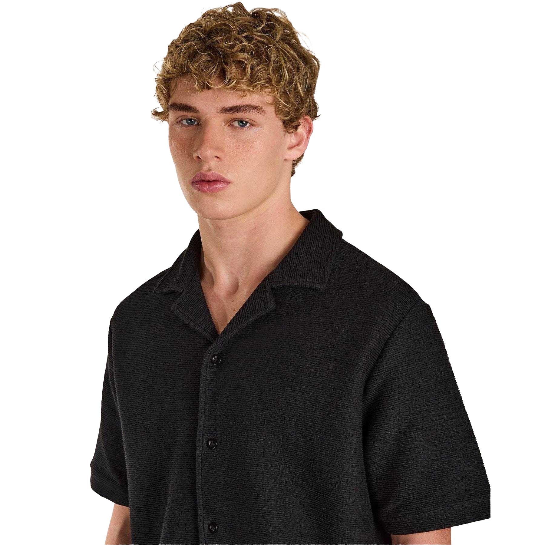 Black - Back - Prevu Mens Ottoman Short-Sleeved Shirt