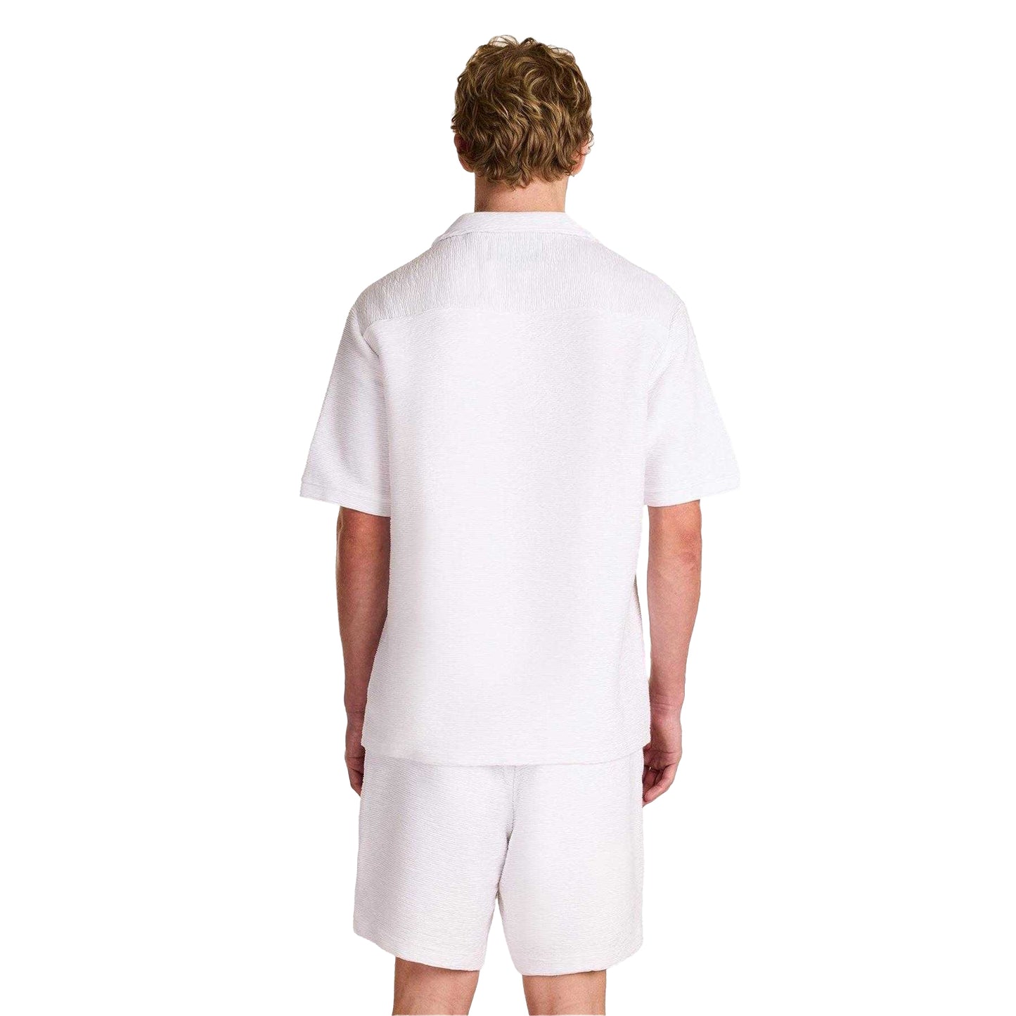 White - Close up - Prevu Mens Ottoman Short-Sleeved Shirt