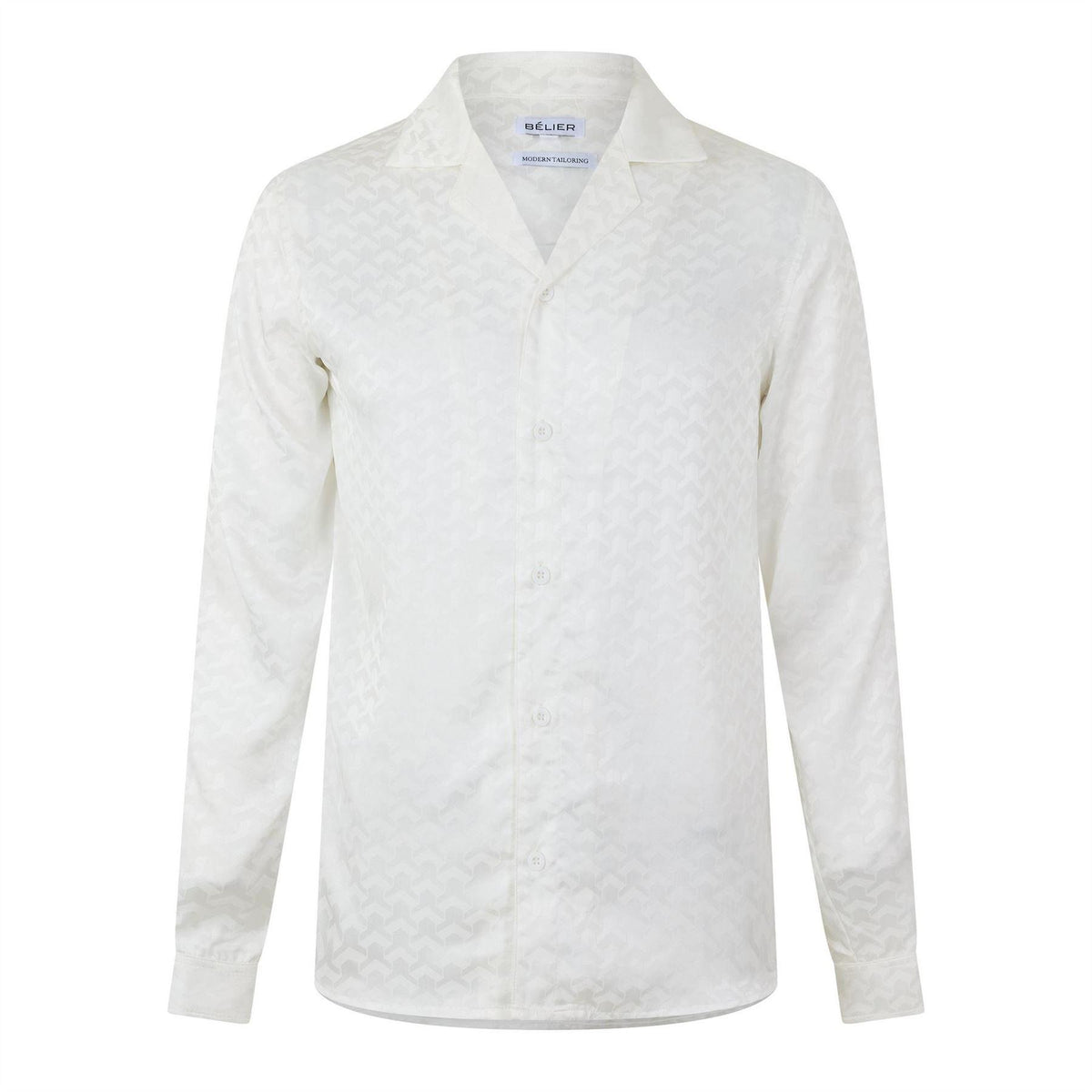 White - Front - Belier Mens Patterned Long-Sleeved Shirt