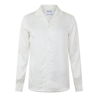White - Front - Belier Mens Patterned Long-Sleeved Shirt
