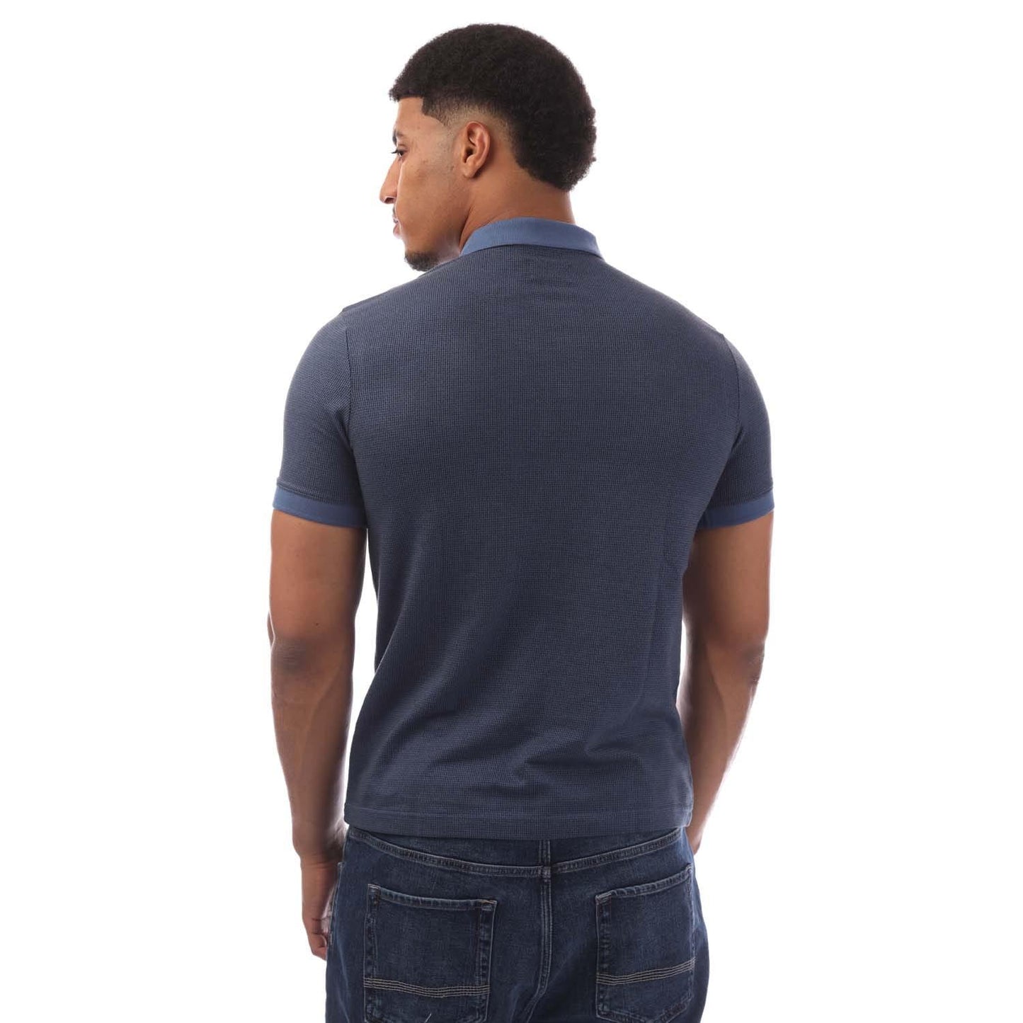 Blue - Back - Farah Mens Stafford Embroidered Logo Polo Shirt