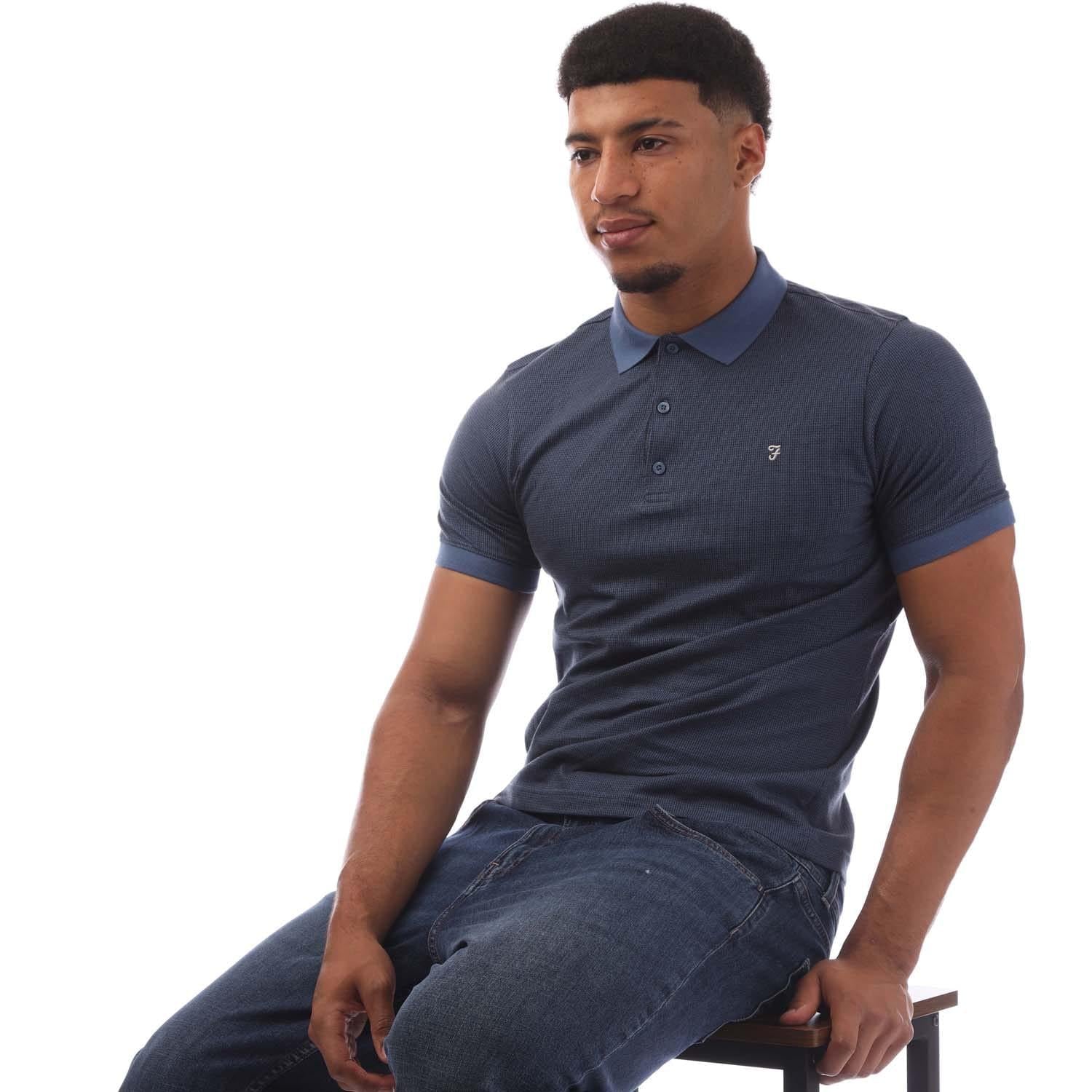 Blue - Lifestyle - Farah Mens Stafford Embroidered Logo Polo Shirt