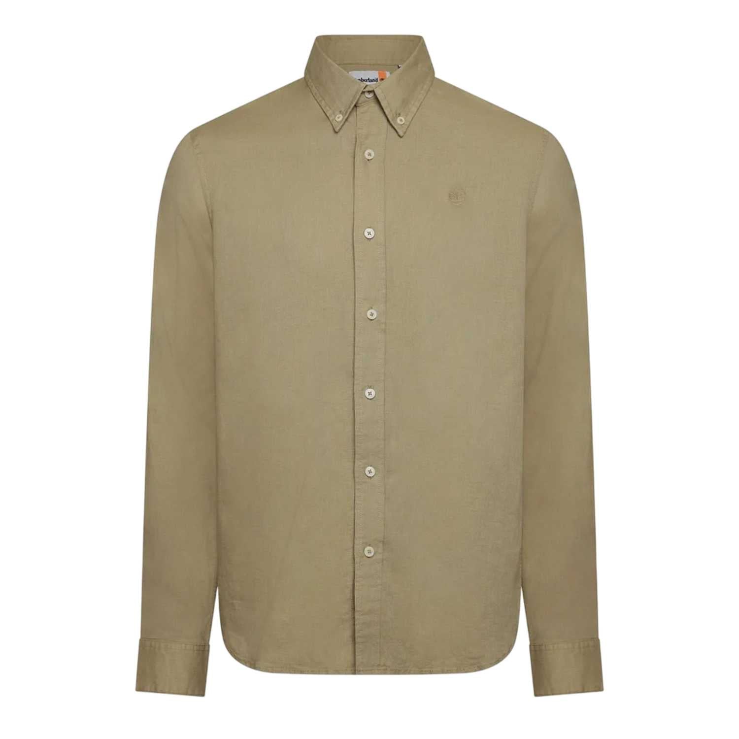 Cream - Front - Timberland Mens Lovell Lake Cotton Long-Sleeved Shirt