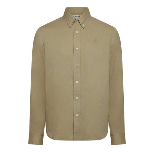 Cream - Front - Timberland Mens Lovell Lake Cotton Long-Sleeved Shirt