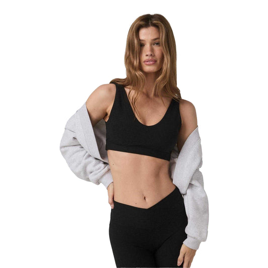 Black Heather - Front - Vuori Womens-Ladies Elevation Rhythm Medium Support Sports Bra
