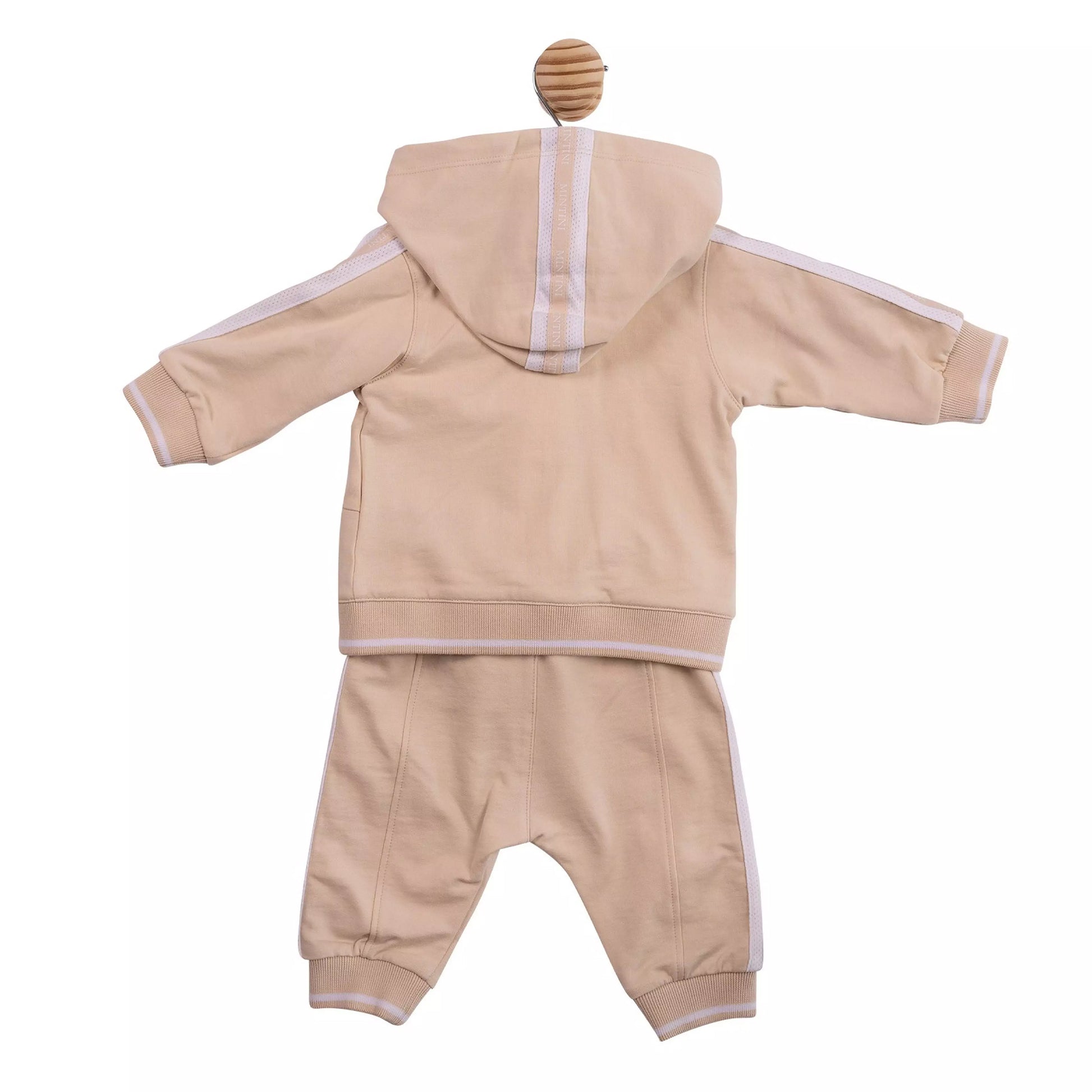 Beige - Back - Mintini Baby Striped Top & Bottom Set