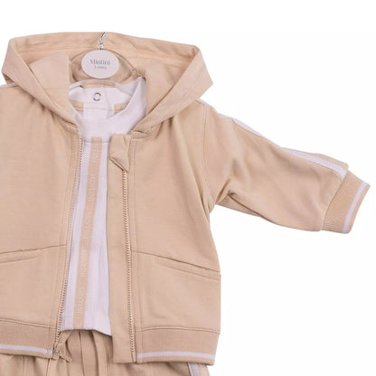 Beige - Side - Mintini Baby Striped Top & Bottom Set