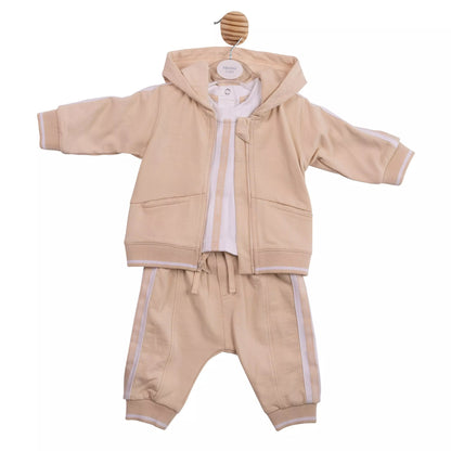 Beige - Front - Mintini Baby Striped Top & Bottom Set