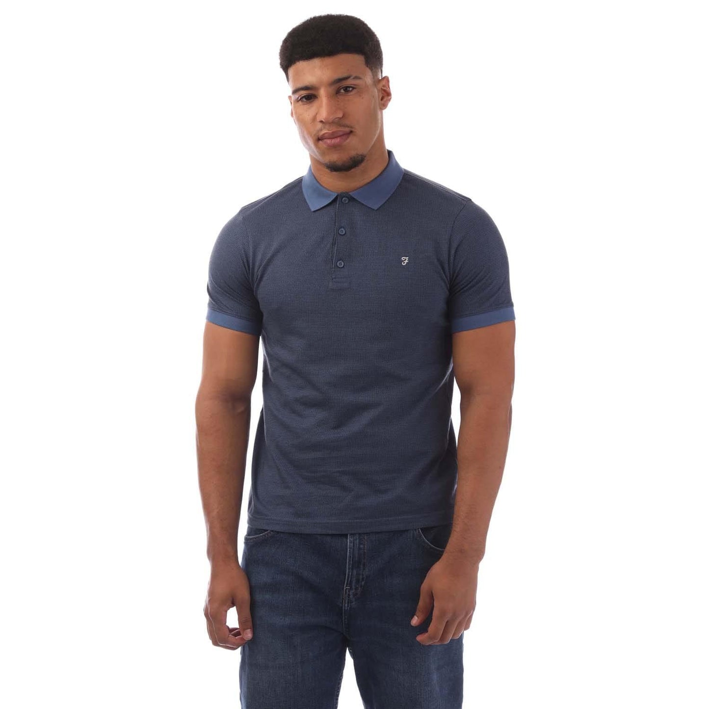 Blue - Front - Farah Mens Stafford Embroidered Logo Polo Shirt
