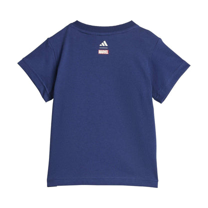 Dark Blue-Off White - Back - Adidas Baby Spider-Man Marvel T-Shirt & Shorts Set