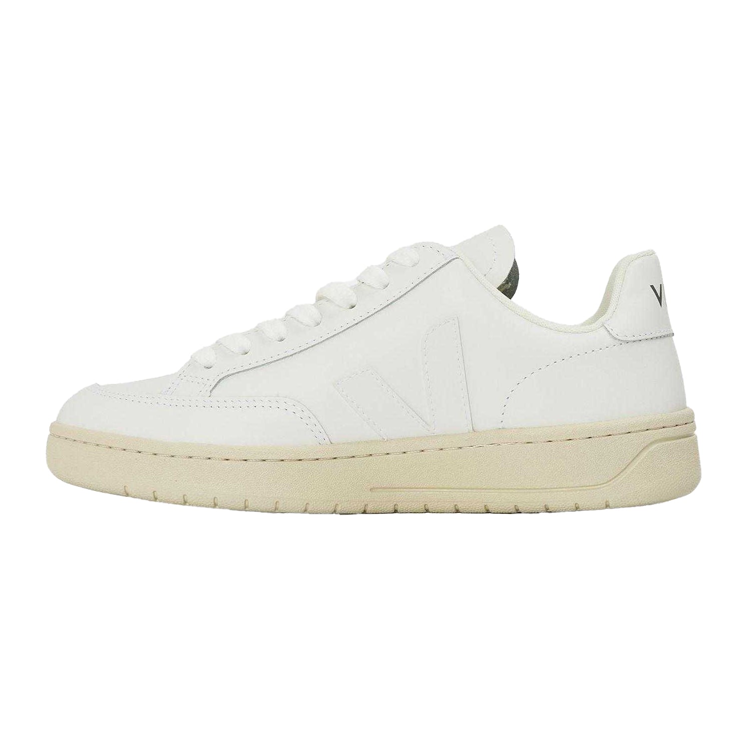 White - Back - Veja Womens-Ladies V Leather Flat Court Trainers
