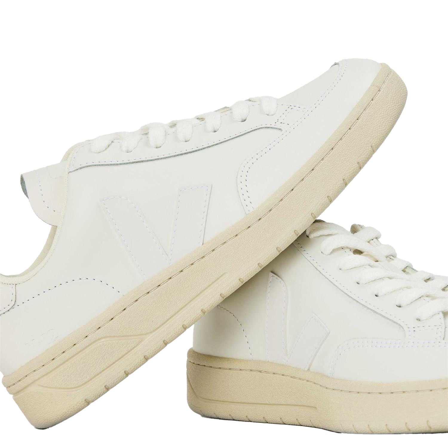 White - Lifestyle - Veja Womens-Ladies V Leather Flat Court Trainers