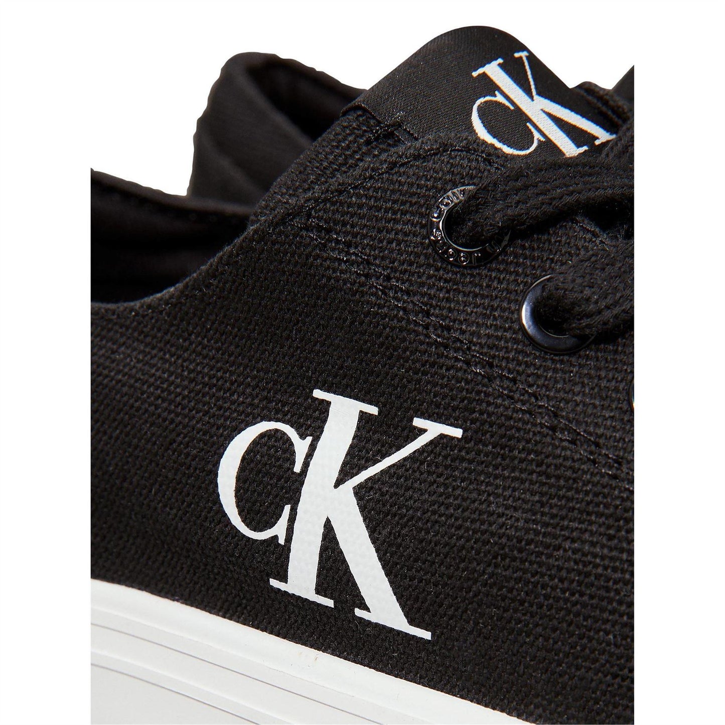 Black - Side - Calvin Klein Womens-Ladies Canvas Platform Trainers