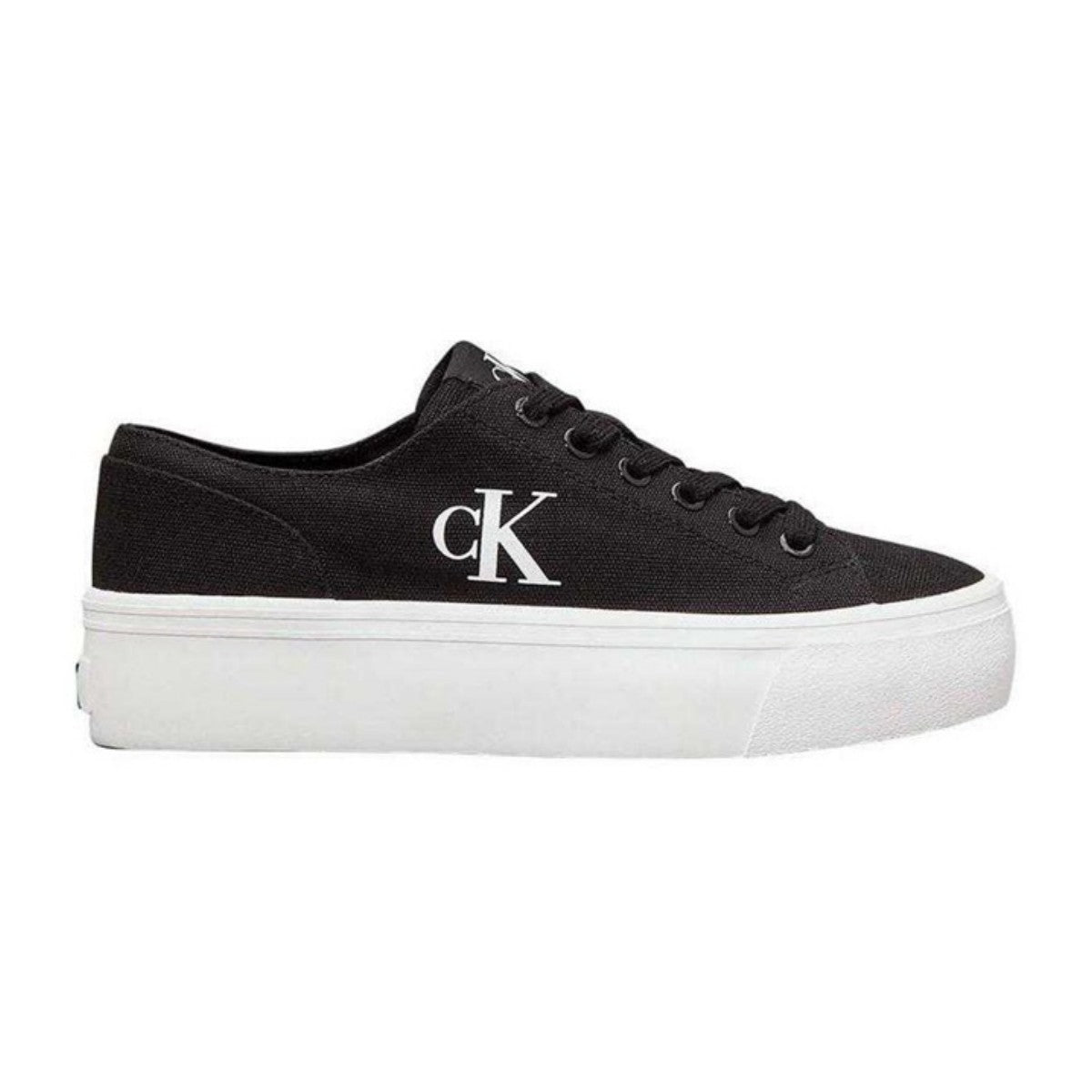 Black - Front - Calvin Klein Womens-Ladies Canvas Platform Trainers