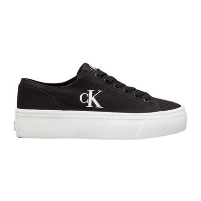 Black - Front - Calvin Klein Womens-Ladies Canvas Platform Trainers