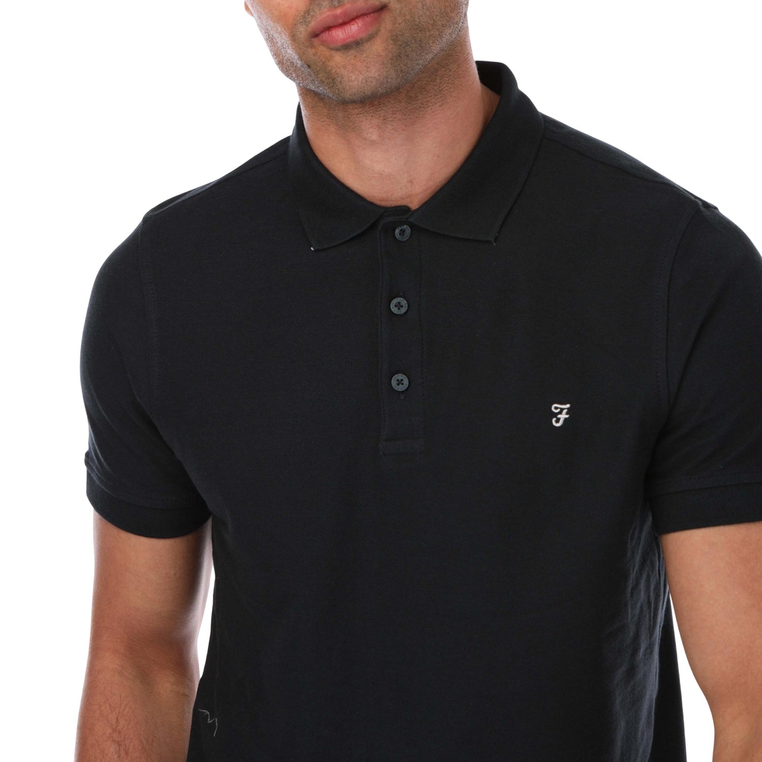 Navy - Side - Farah Mens Cove Short-Sleeved Polo Shirt