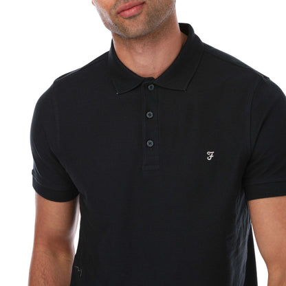 Navy - Side - Farah Mens Cove Short-Sleeved Polo Shirt