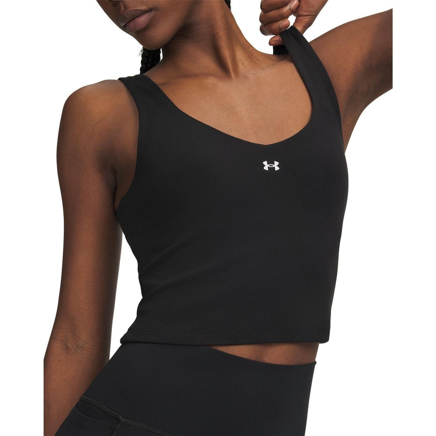 Black - Side - Under Armour Womens-Ladies Motion Fitted Tank Top