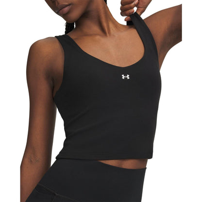 Black - Side - Under Armour Womens-Ladies Motion Fitted Tank Top
