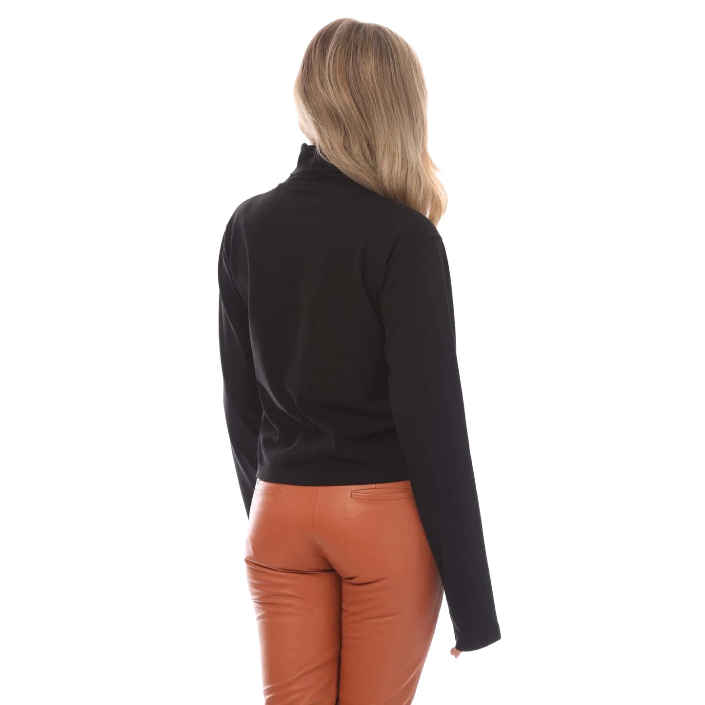 Black-White - Back - Heron Preston Womens-Ladies Roll Neck Long-Sleeved T-Shirt