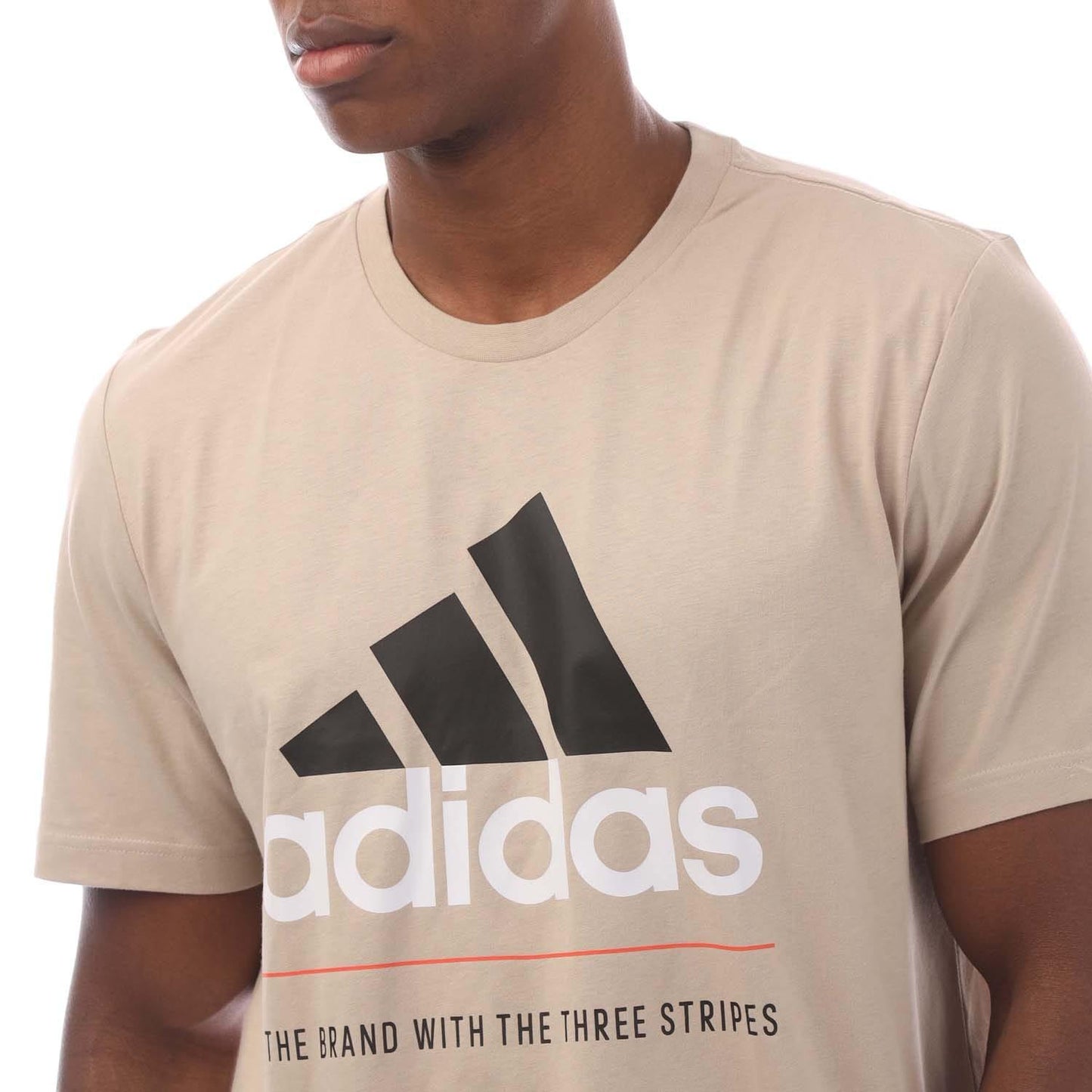 Beige - Side - Adidas Mens Graphic Logo T-Shirt