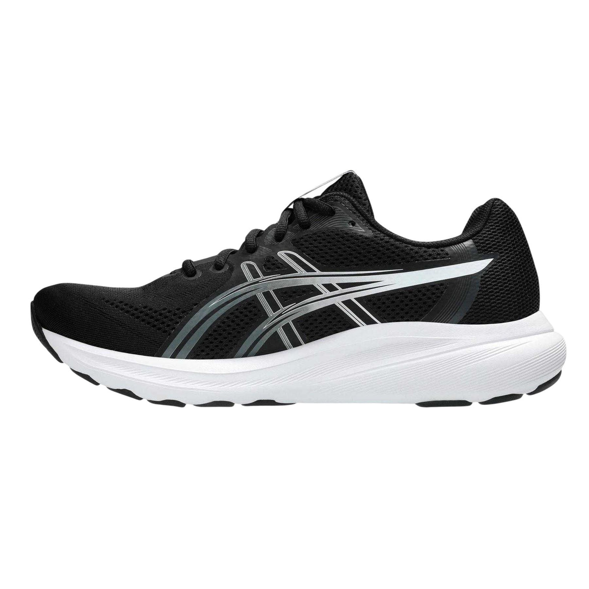 Black-White - Side - Asics Mens Contend 10 Cushioned Trainers