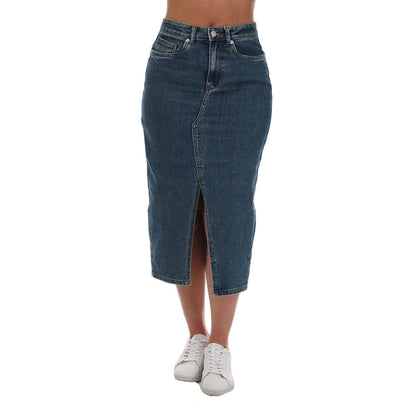 Denim - Front - Only Womens-Ladies Siri Denim Midi Skirt