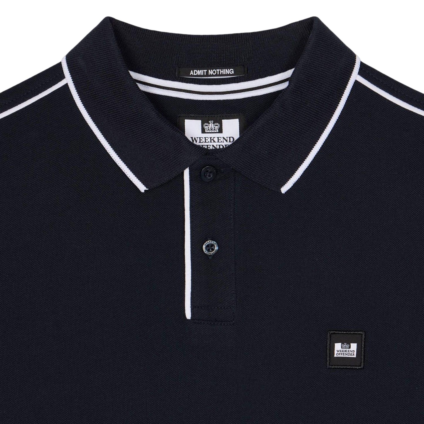 Navy-White - Side - Weekend Offender Mens Astola Piping Detail Polo Shirt