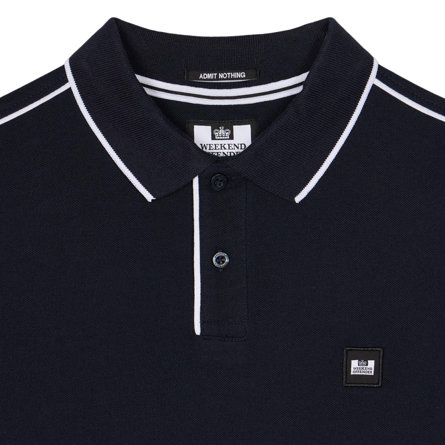Navy-White - Side - Weekend Offender Mens Astola Piping Detail Polo Shirt