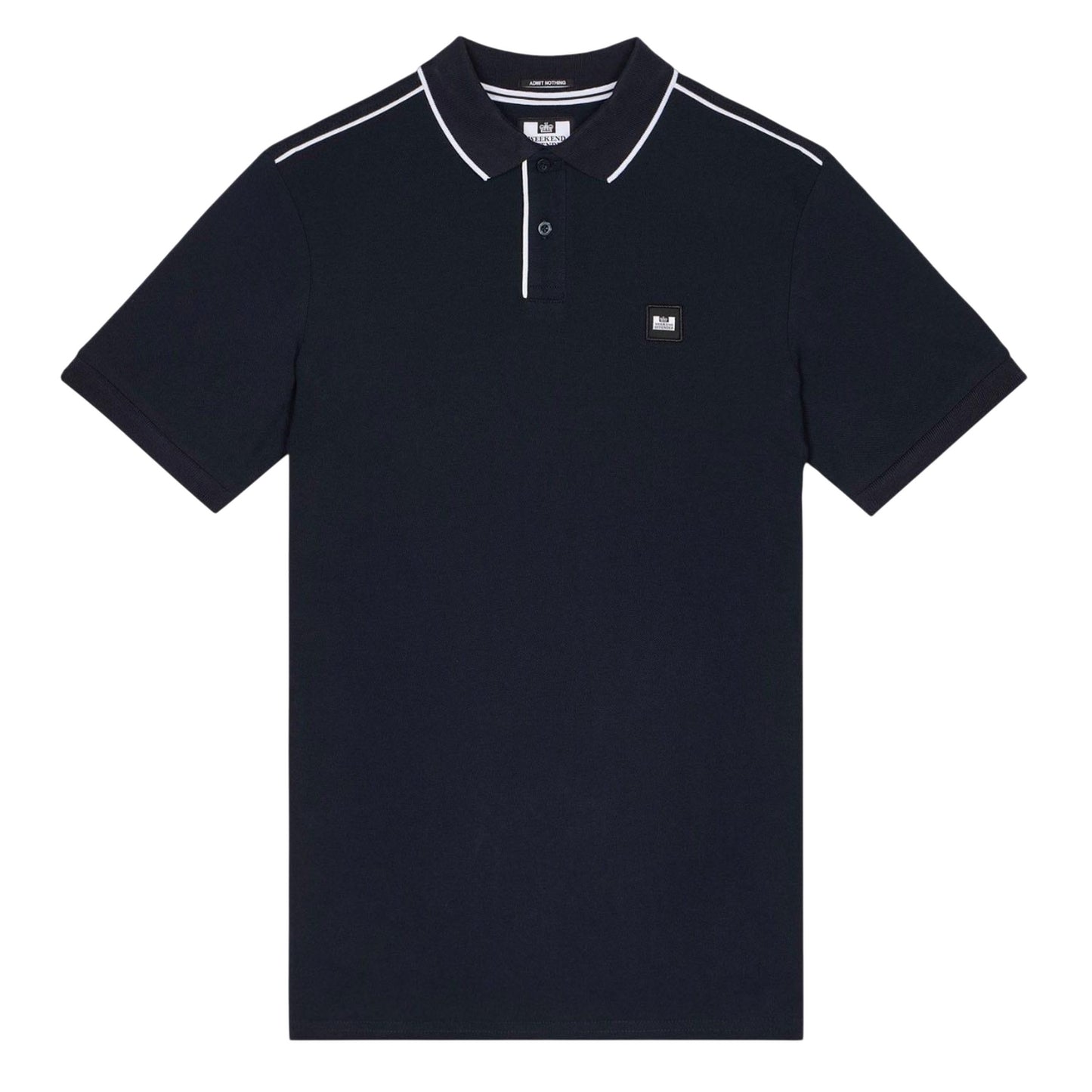 Navy-White - Front - Weekend Offender Mens Astola Piping Detail Polo Shirt